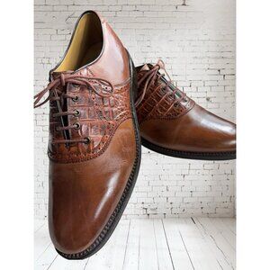 Stuart & Laud Brown Leather Croc Print Oxford Dress Shoes Size 9 D